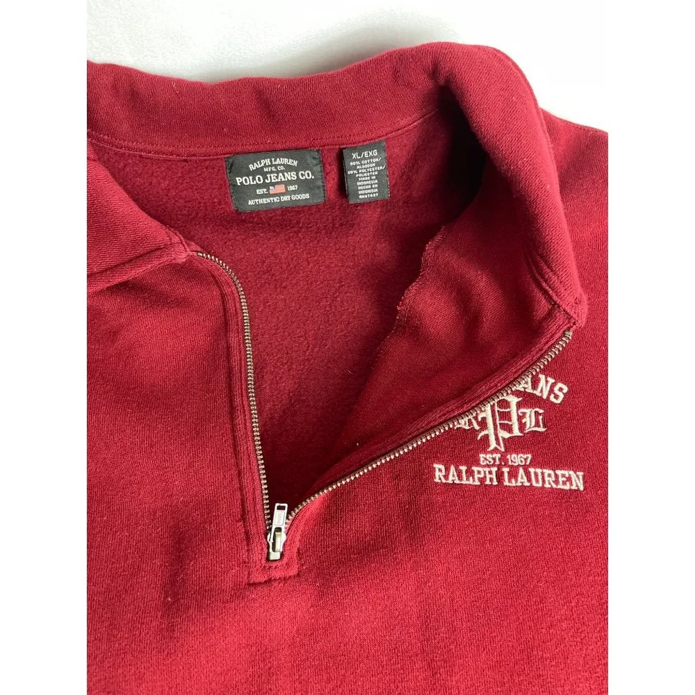 Vintage Polo Ralph Lauren Sweatshirt XL Red Crimson Varsity Track Embroidered - Picture 8 of 8